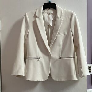 Veronica Beard Cream Blazer with Zipper Details